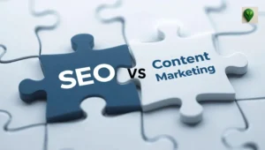 A Puzzle piece connecting SEO vs Content Marketing